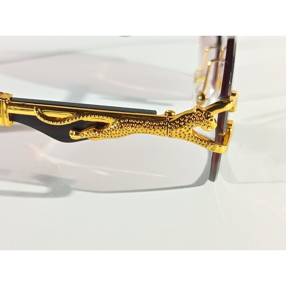Luxury Rimless Sunglasses Women's Brown Tint - Picture 6 of 9